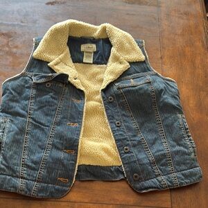 L.L. Bean Blue Denim Vest with Cream Sherpa Lining